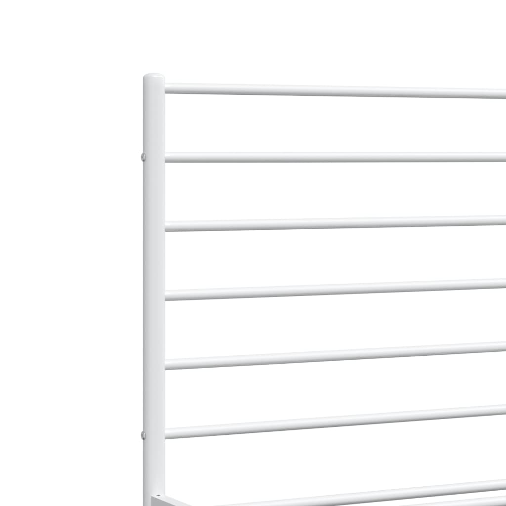 Metal Bed Frame without Mattress with Headboard White 200x200cm