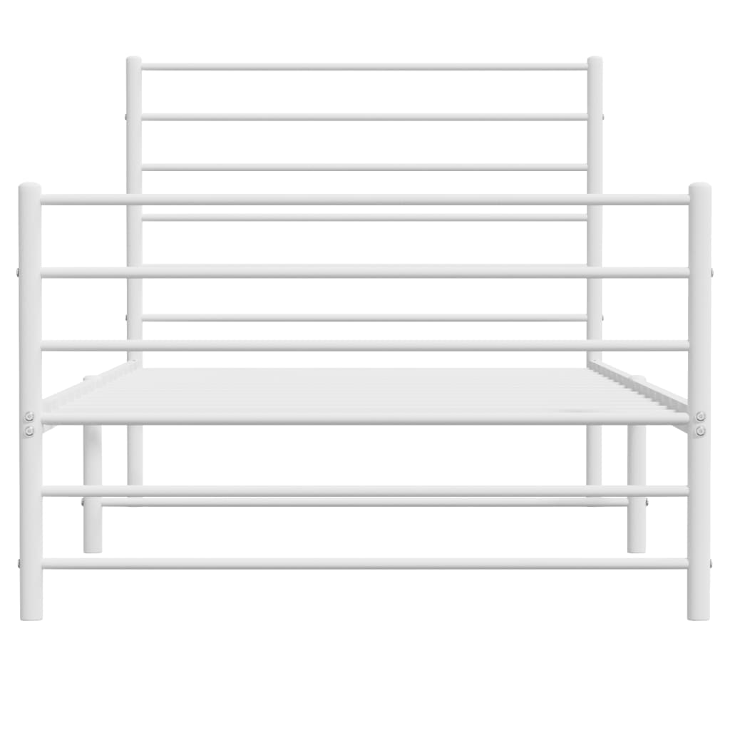 Metal Bed Frame without Mattress with Footboard White 75x190cm