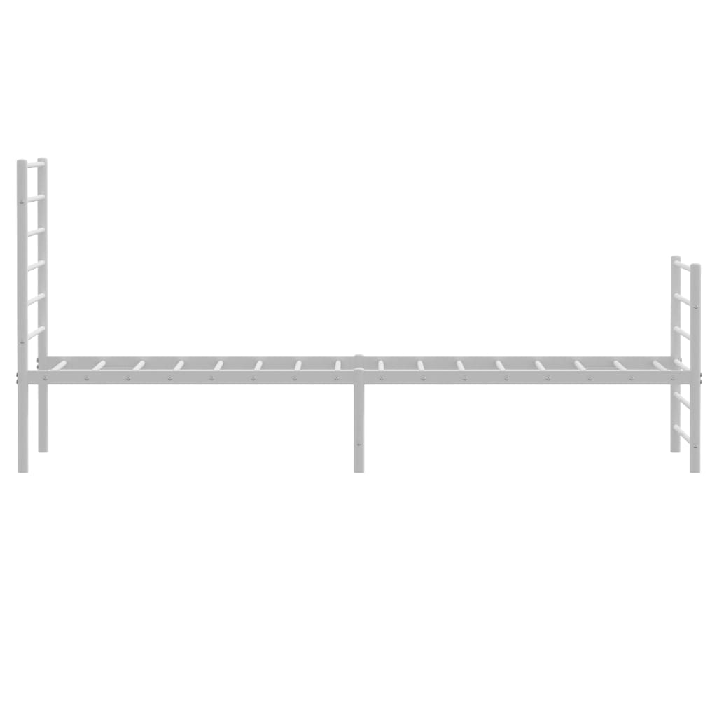 Metal Bed Frame without Mattress with Footboard White 75x190cm