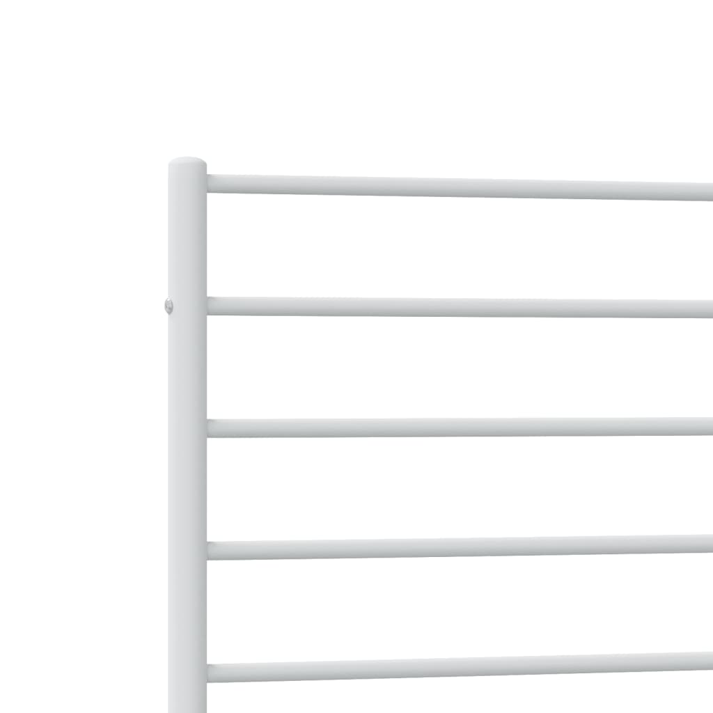 Metal Bed Frame without Mattress with Footboard White 75x190cm