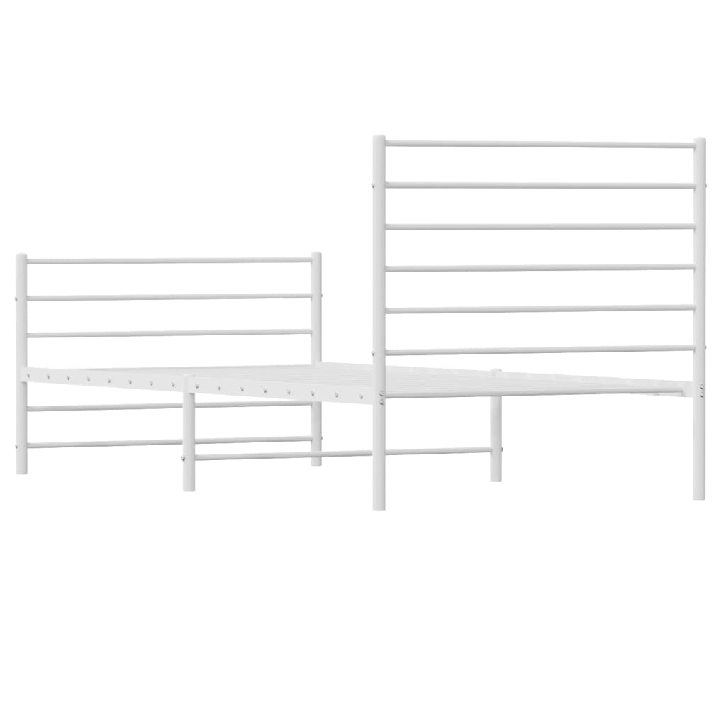 Metal Bed Frame without Mattress with Footboard White 80x200cm