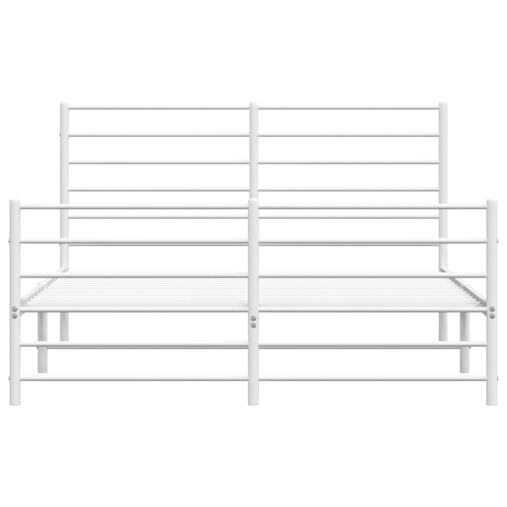 Metal Bed Frame without Mattress with Footboard White 140x190cm