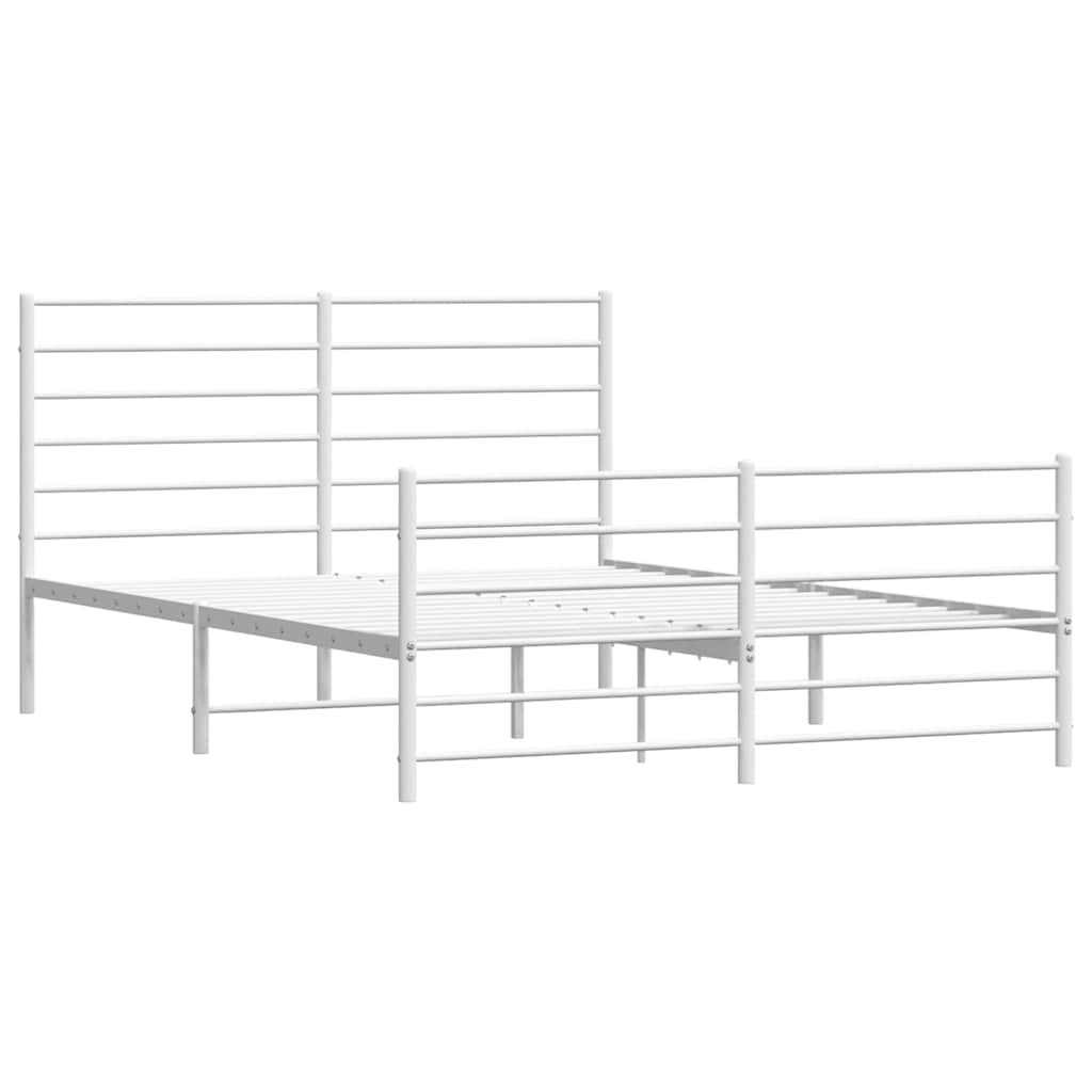 Metal Bed Frame without Mattress with Footboard White 150x200cm