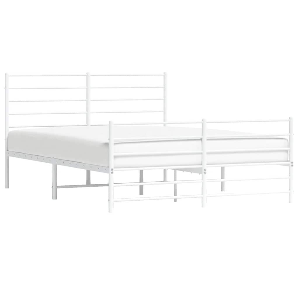 Metal Bed Frame without Mattress with Footboard White 150x200cm