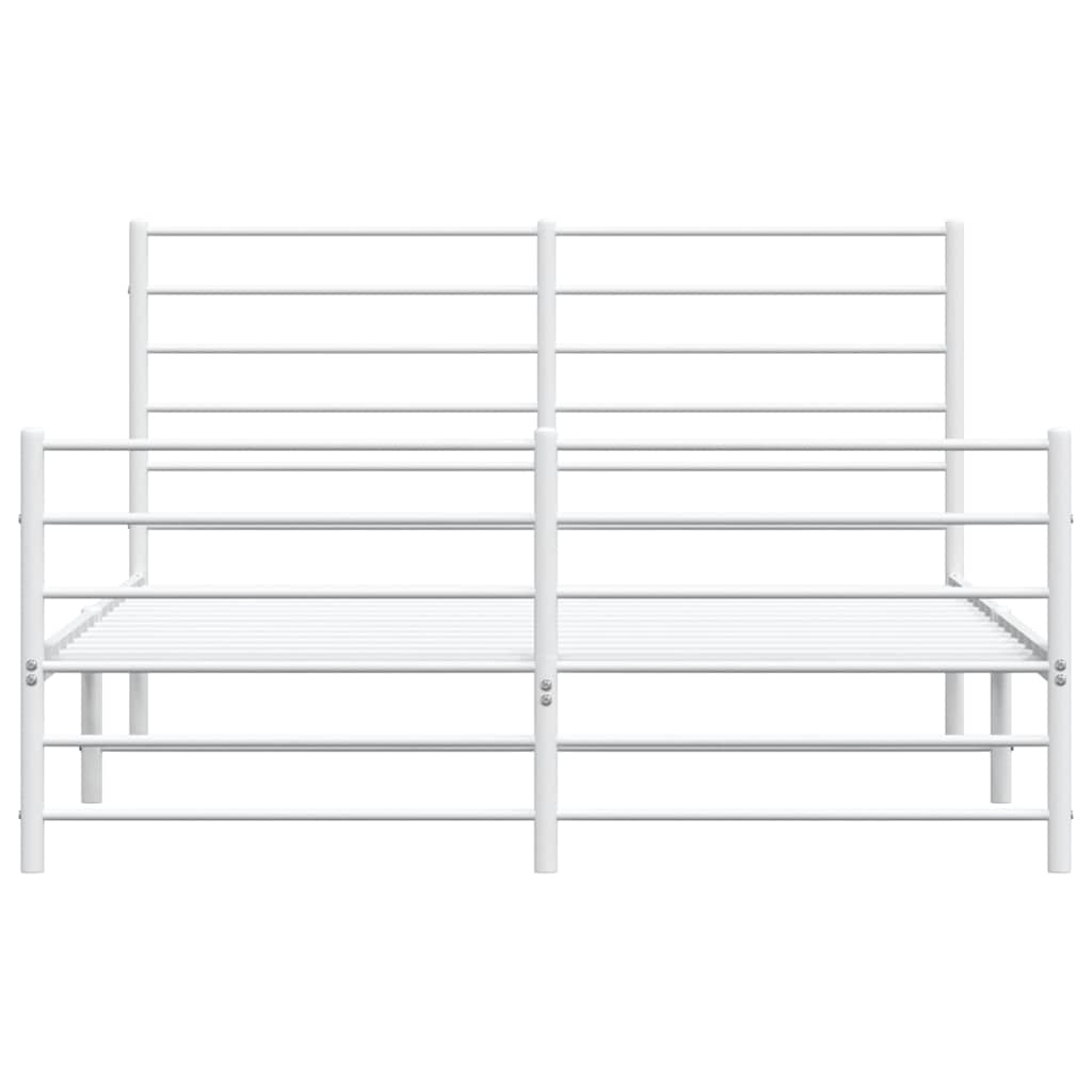 Metal Bed Frame without Mattress with Footboard White 150x200cm
