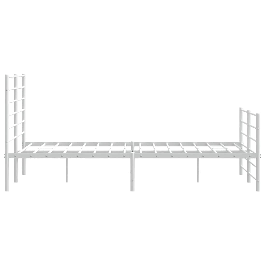 Metal Bed Frame without Mattress with Footboard White 150x200cm