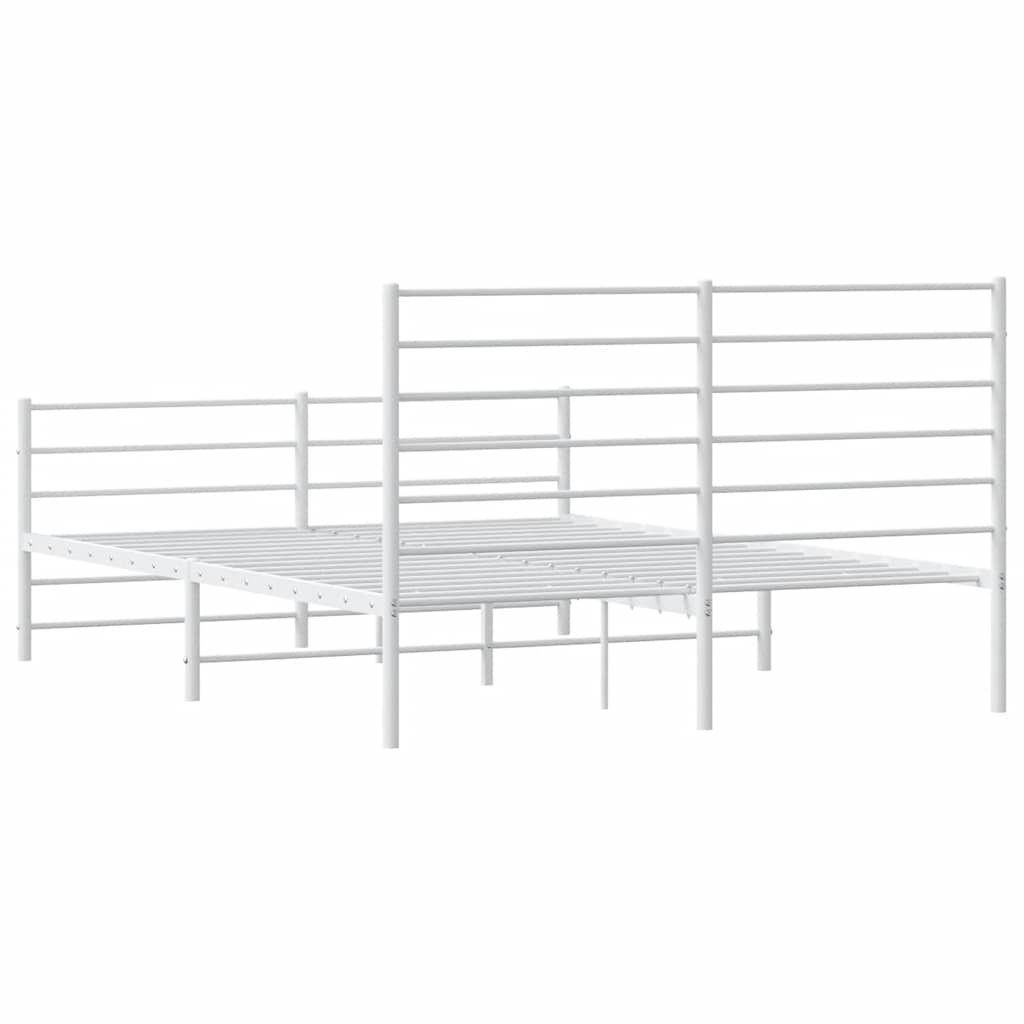 Metal Bed Frame without Mattress with Footboard White 150x200cm