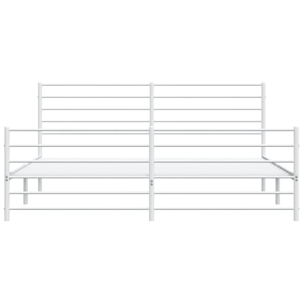 Metal Bed Frame without Mattress with Footboard White 180x200cm