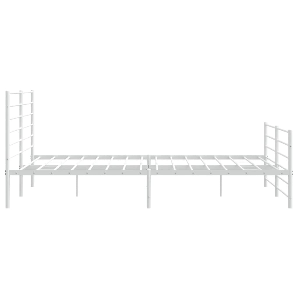 Metal Bed Frame without Mattress with Footboard White 180x200cm