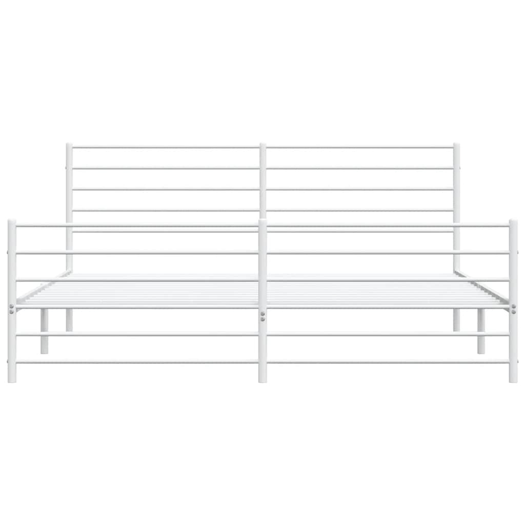 Metal Bed Frame without Mattress with Footboard White 183x213cm