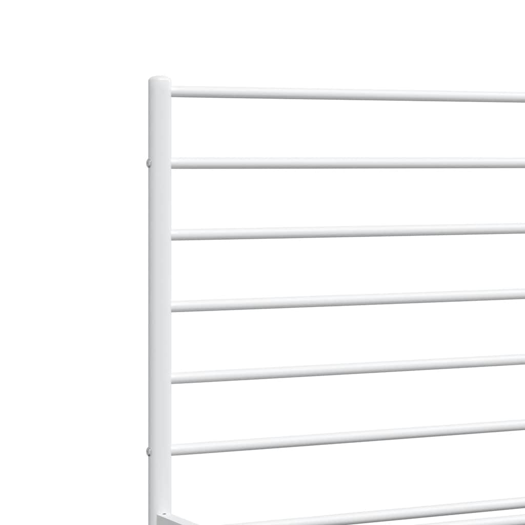 Metal Bed Frame without Mattress with Footboard White 183x213cm