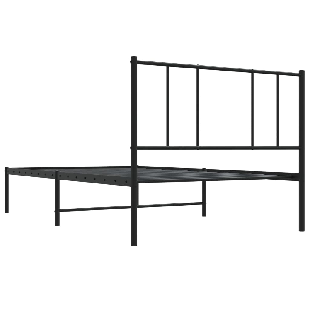 Metal Bed Frame without Mattress with Headboard Black 80x200cm
