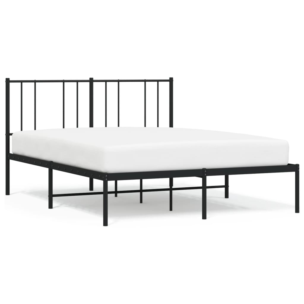Metal Bed Frame without Mattress with Headboard Black 120x190cm