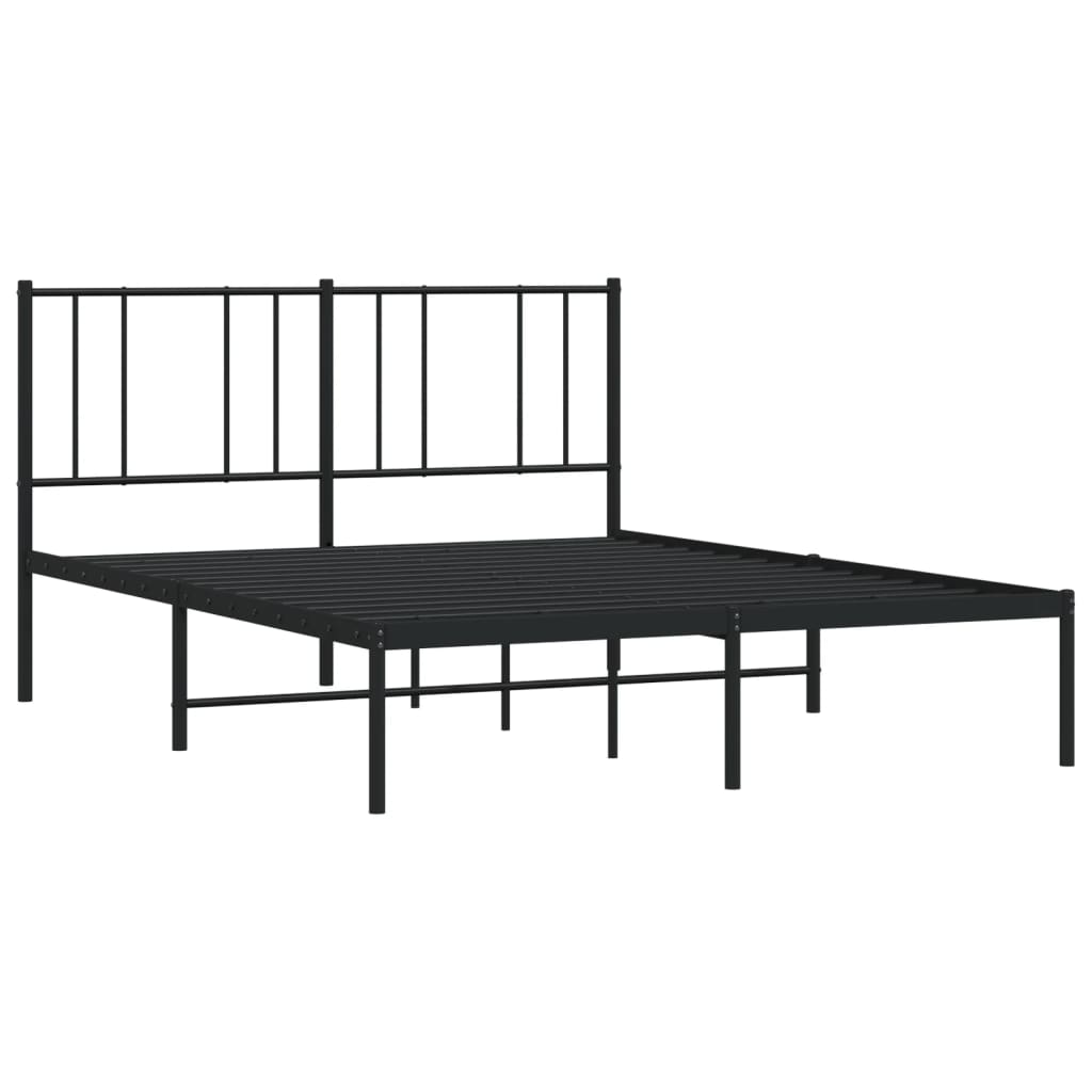 Metal Bed Frame without Mattress with Headboard Black 120x190cm