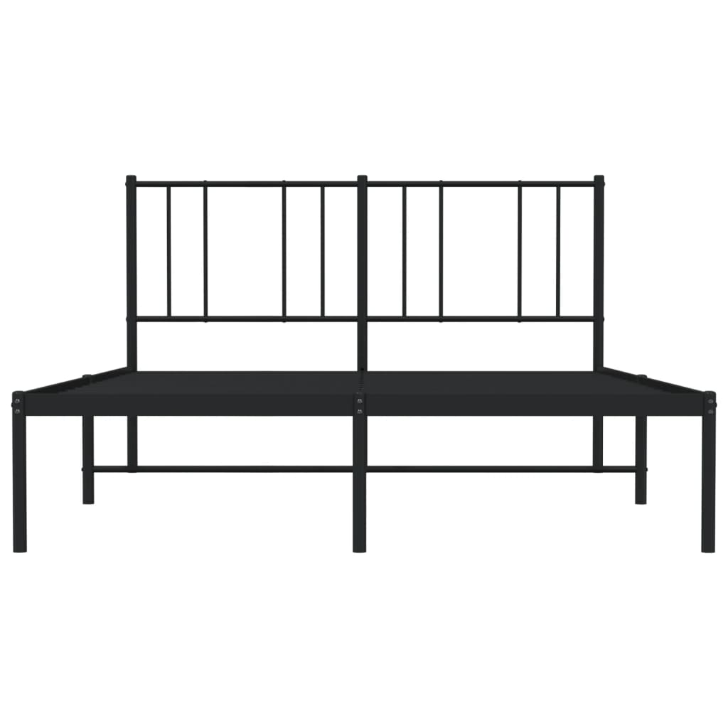 Metal Bed Frame without Mattress with Headboard Black 120x190cm