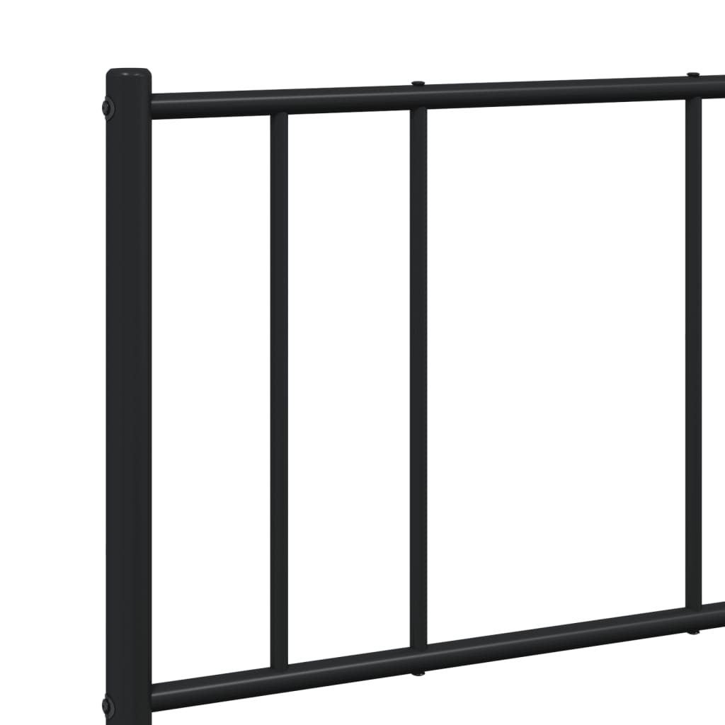 Metal Bed Frame without Mattress with Headboard Black 120x190cm