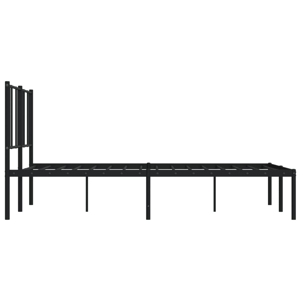 Metal Bed Frame without Mattress with Headboard Black 120x200cm