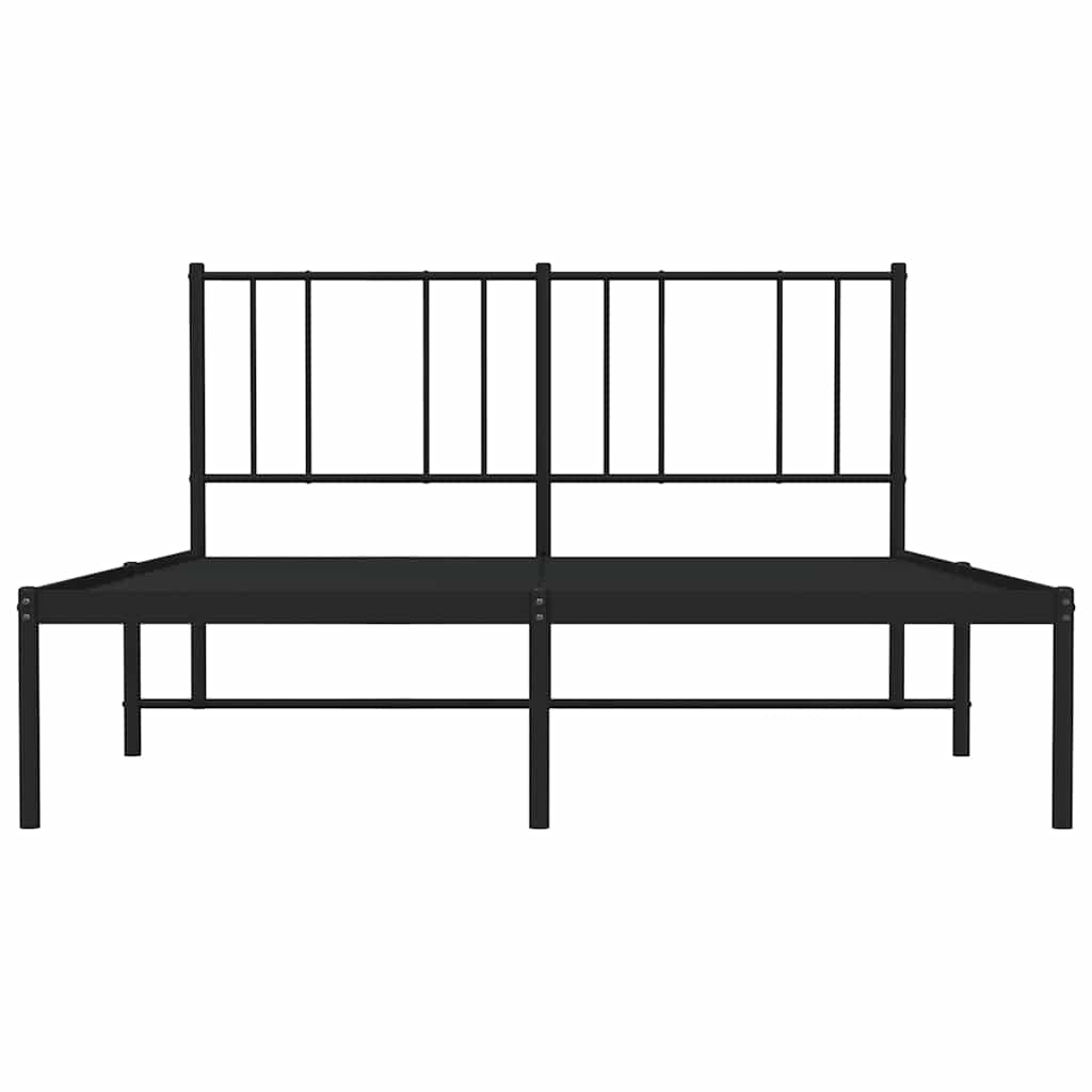Metal Bed Frame without Mattress with Headboard Black 150x200cm