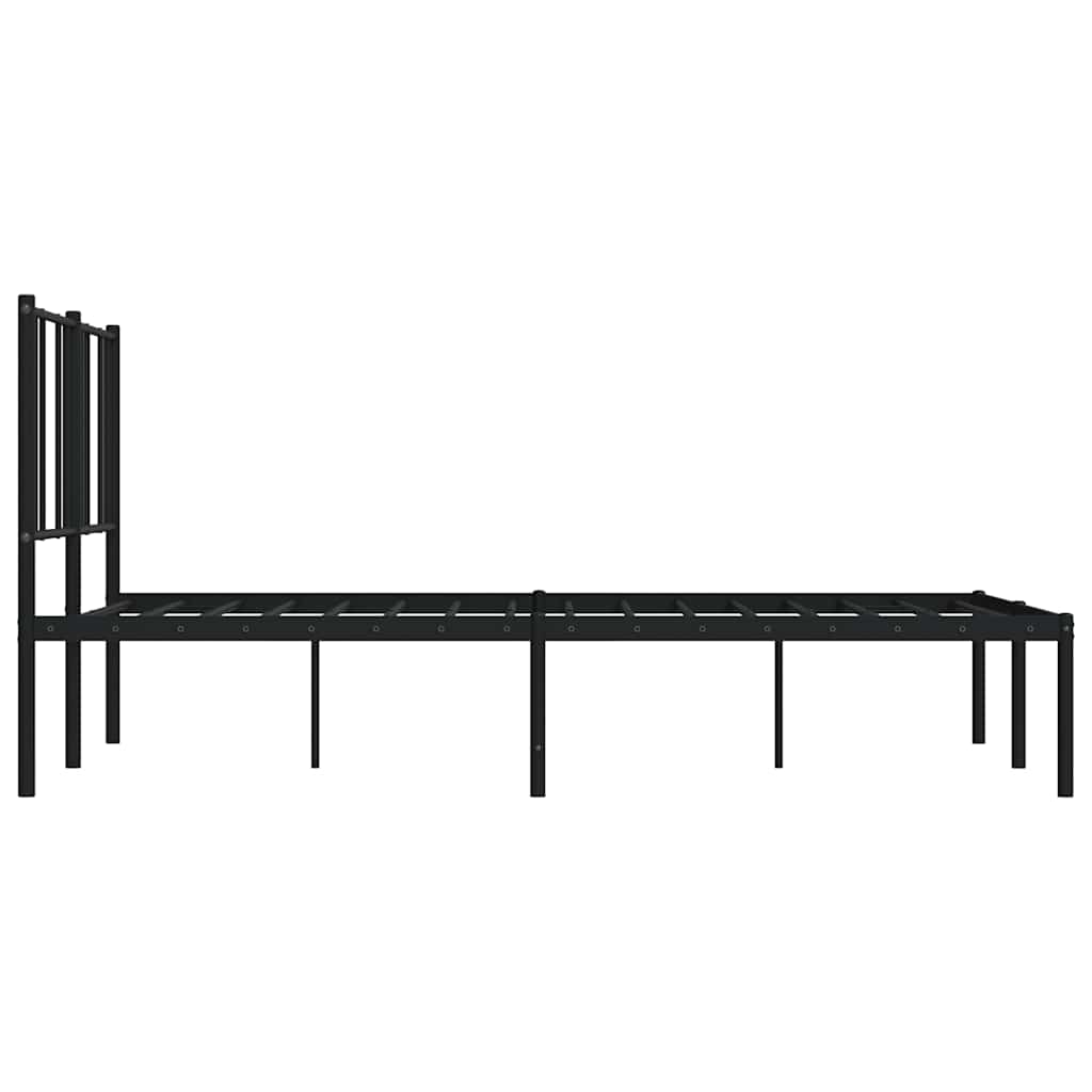 Metal Bed Frame without Mattress with Headboard Black 150x200cm