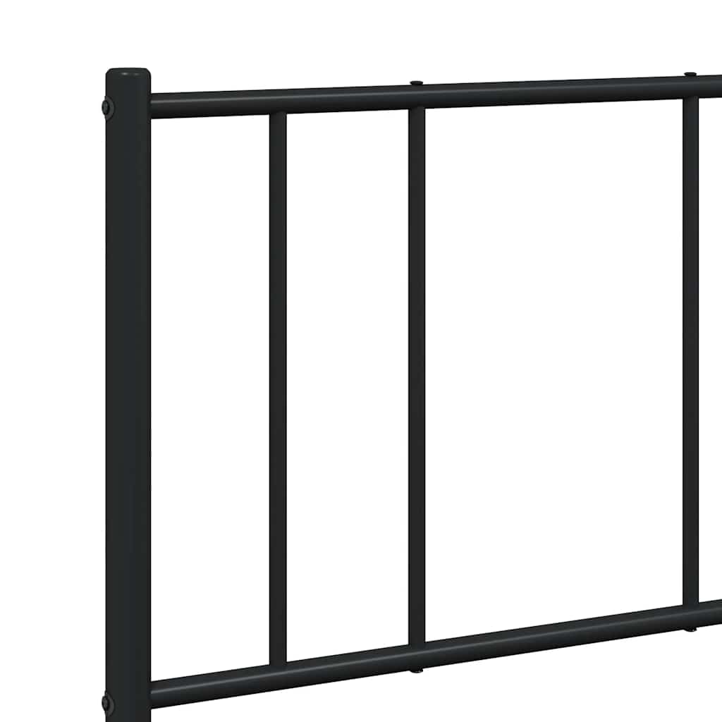 Metal Bed Frame without Mattress with Headboard Black 150x200cm