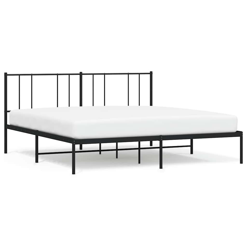 Metal Bed Frame without Mattress with Headboard Black 183x213cm