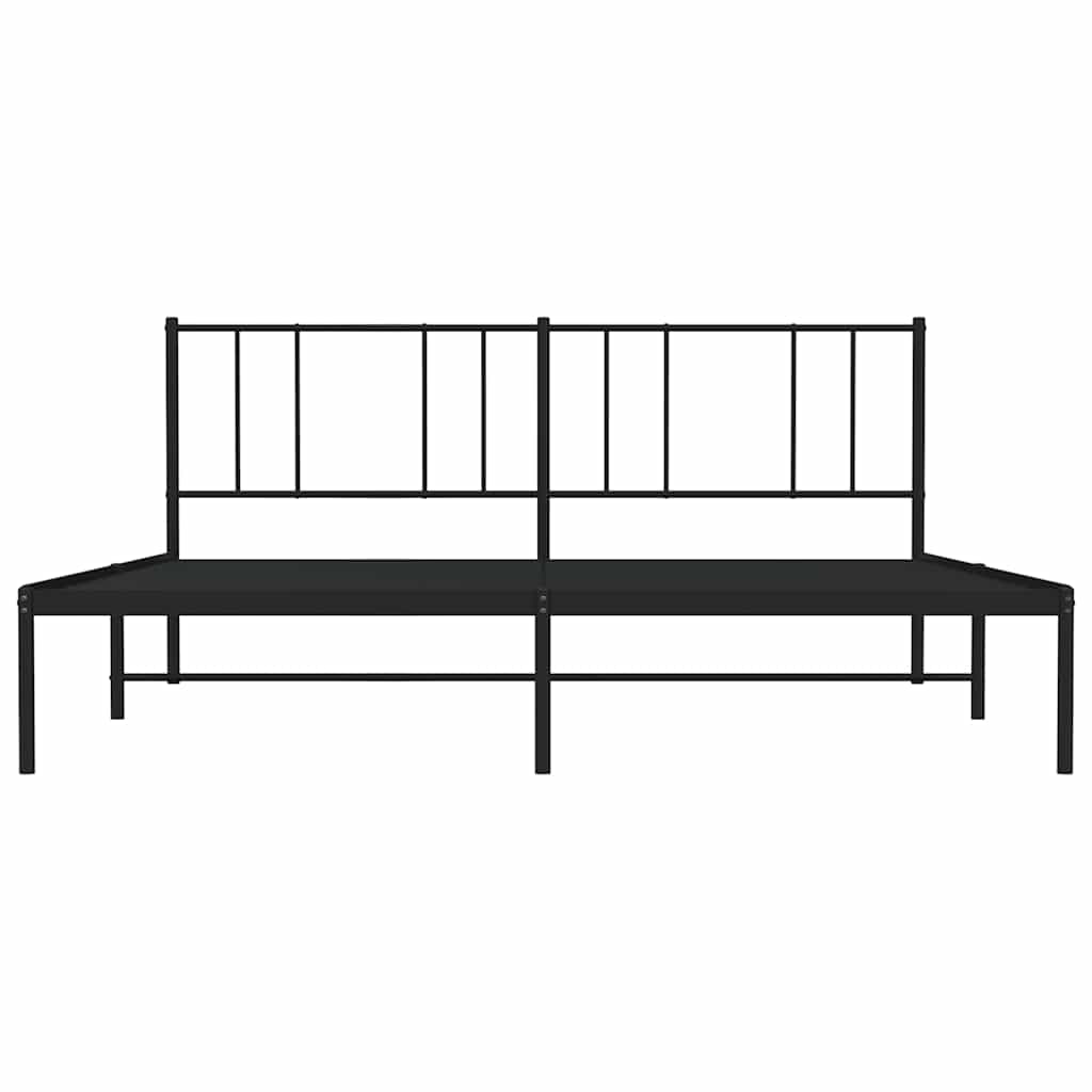 Metal Bed Frame without Mattress with Headboard Black 183x213cm