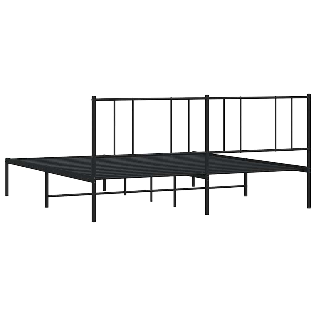 Metal Bed Frame without Mattress with Headboard Black 183x213cm
