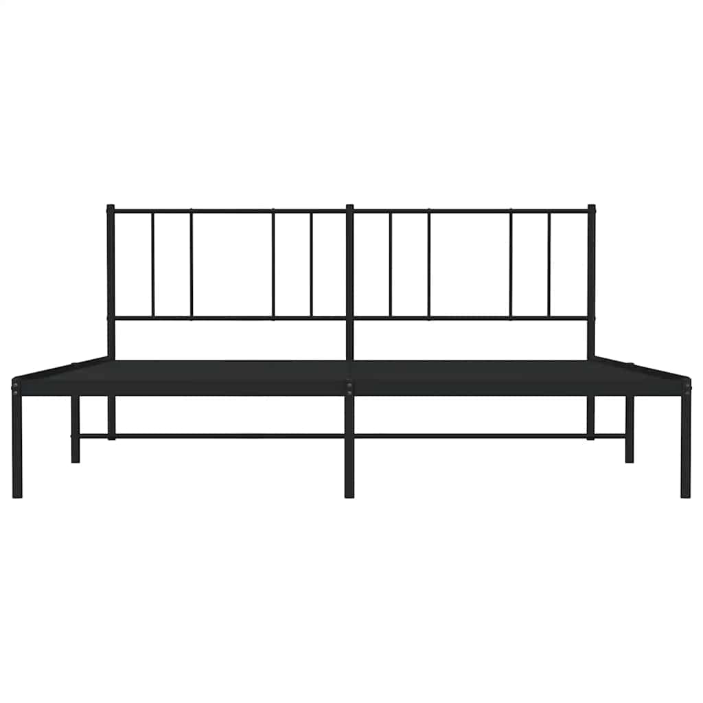 Metal Bed Frame without Mattress with Headboard Black 193x203cm