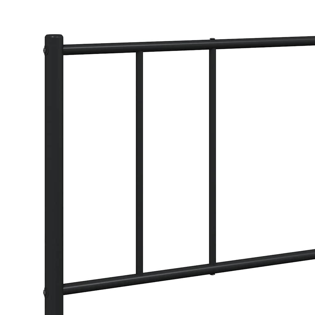 Metal Bed Frame without Mattress with Headboard Black 193x203cm