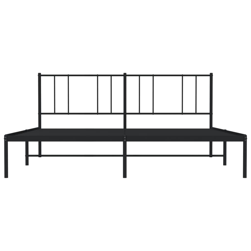 Metal Bed Frame without Mattress with Headboard Black 200x200cm