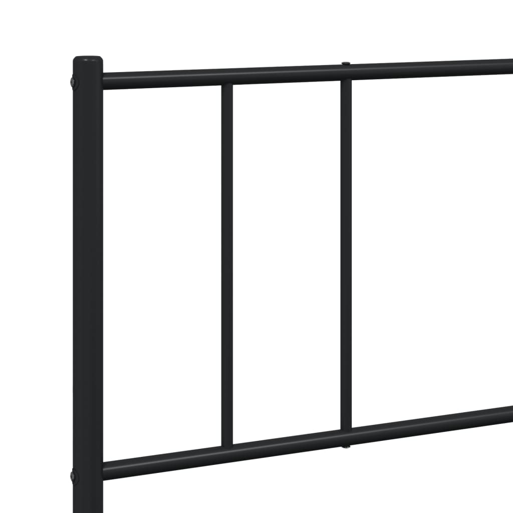 Metal Bed Frame without Mattress with Headboard Black 200x200cm