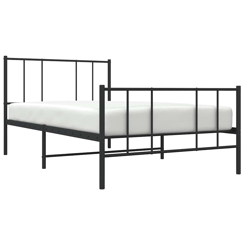 Metal Bed Frame without Mattress with Footboard Black 100x190cm