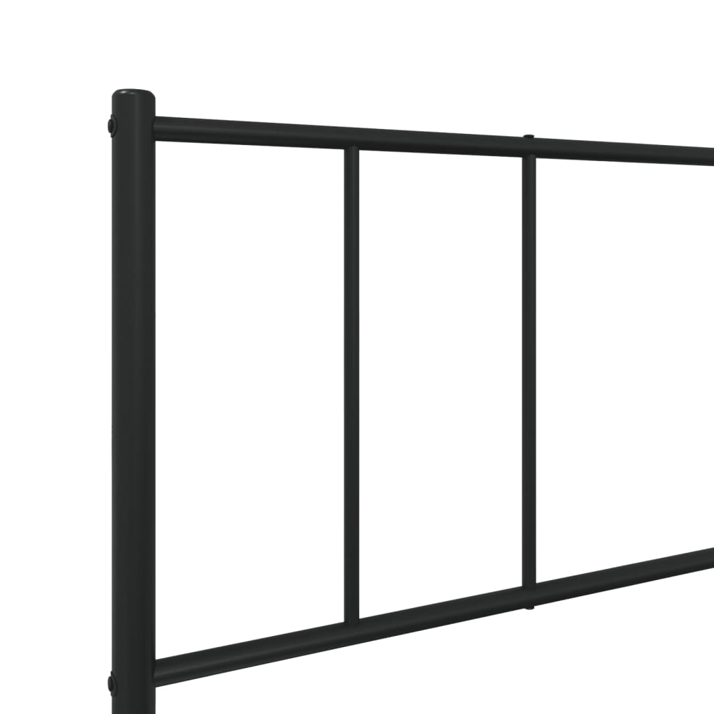 Metal Bed Frame without Mattress with Footboard Black 107x203cm