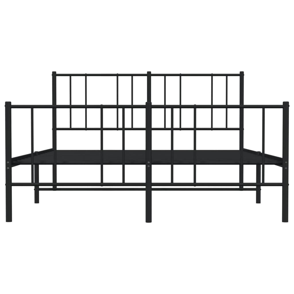 Metal Bed Frame without Mattress with Footboard Black 120x190cm