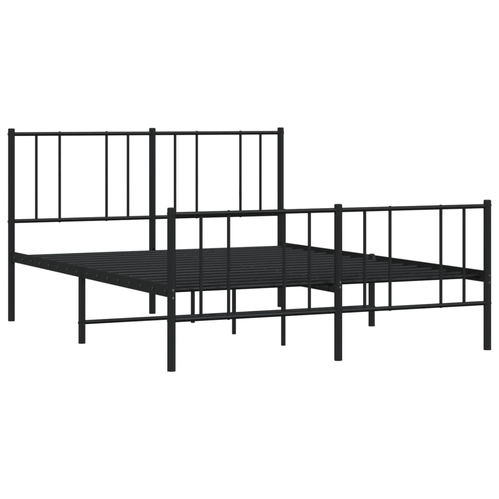 Metal Bed Frame without Mattress with Footboard Black 120x200cm