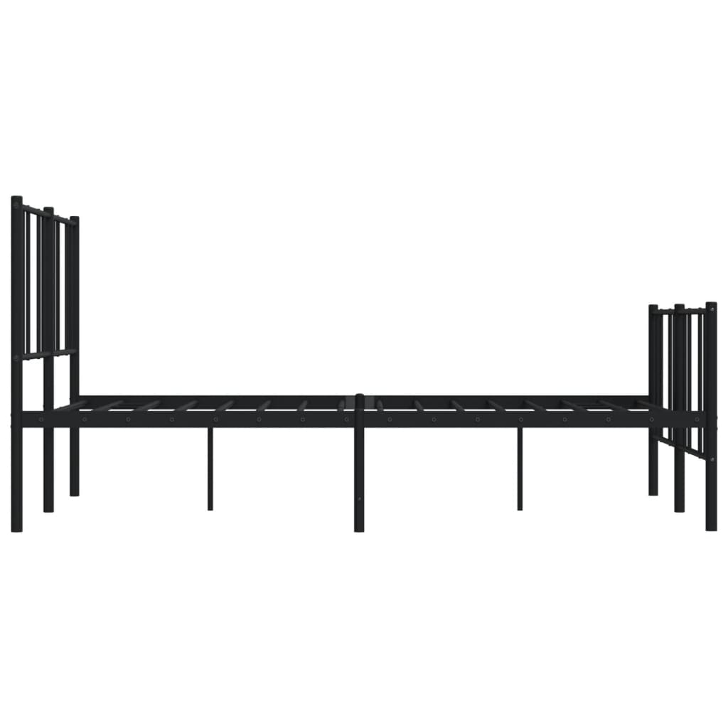 Metal Bed Frame without Mattress with Footboard Black 120x200cm