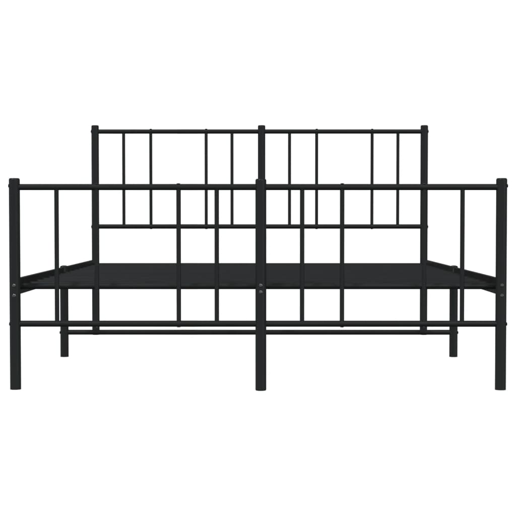 Metal Bed Frame without Mattress with Footboard Black 140x190cm