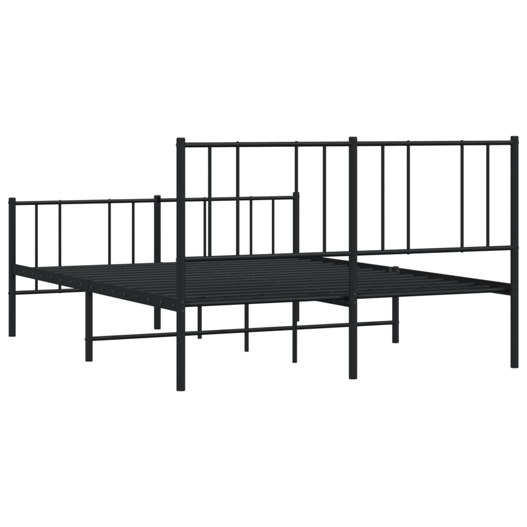 Metal Bed Frame without Mattress with Footboard Black 140x190cm