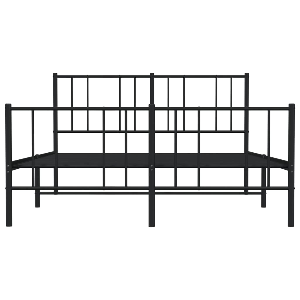 Metal Bed Frame without Mattress with Footboard Black 160x200cm