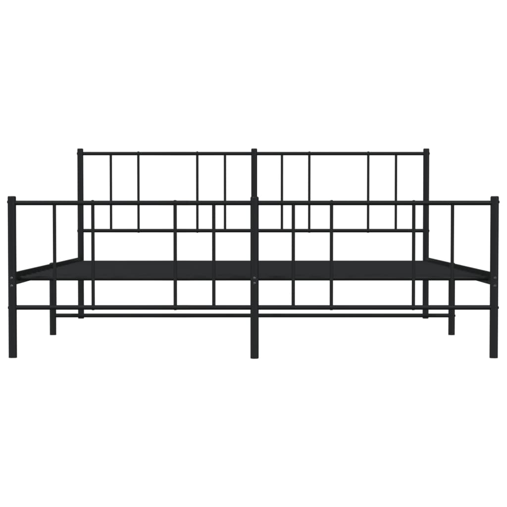 Metal Bed Frame without Mattress with Footboard Black 180x200cm