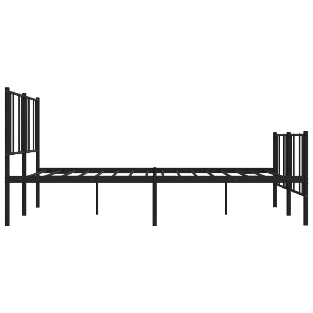 Metal Bed Frame without Mattress with Footboard Black 180x200cm