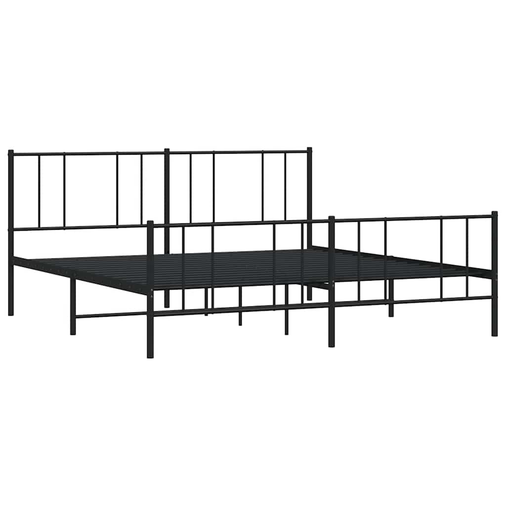 Metal Bed Frame without Mattress with Footboard Black 183x213cm