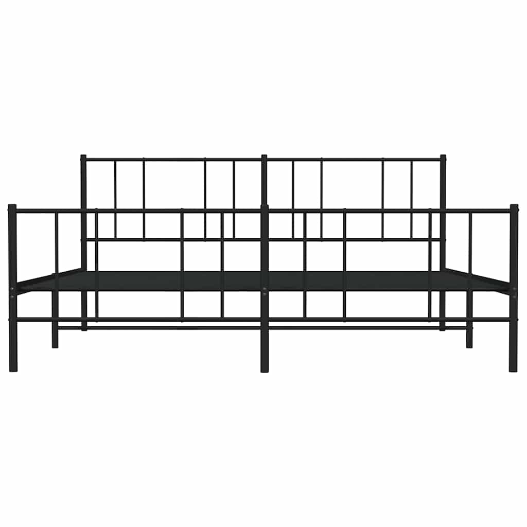 Metal Bed Frame without Mattress with Footboard Black 183x213cm