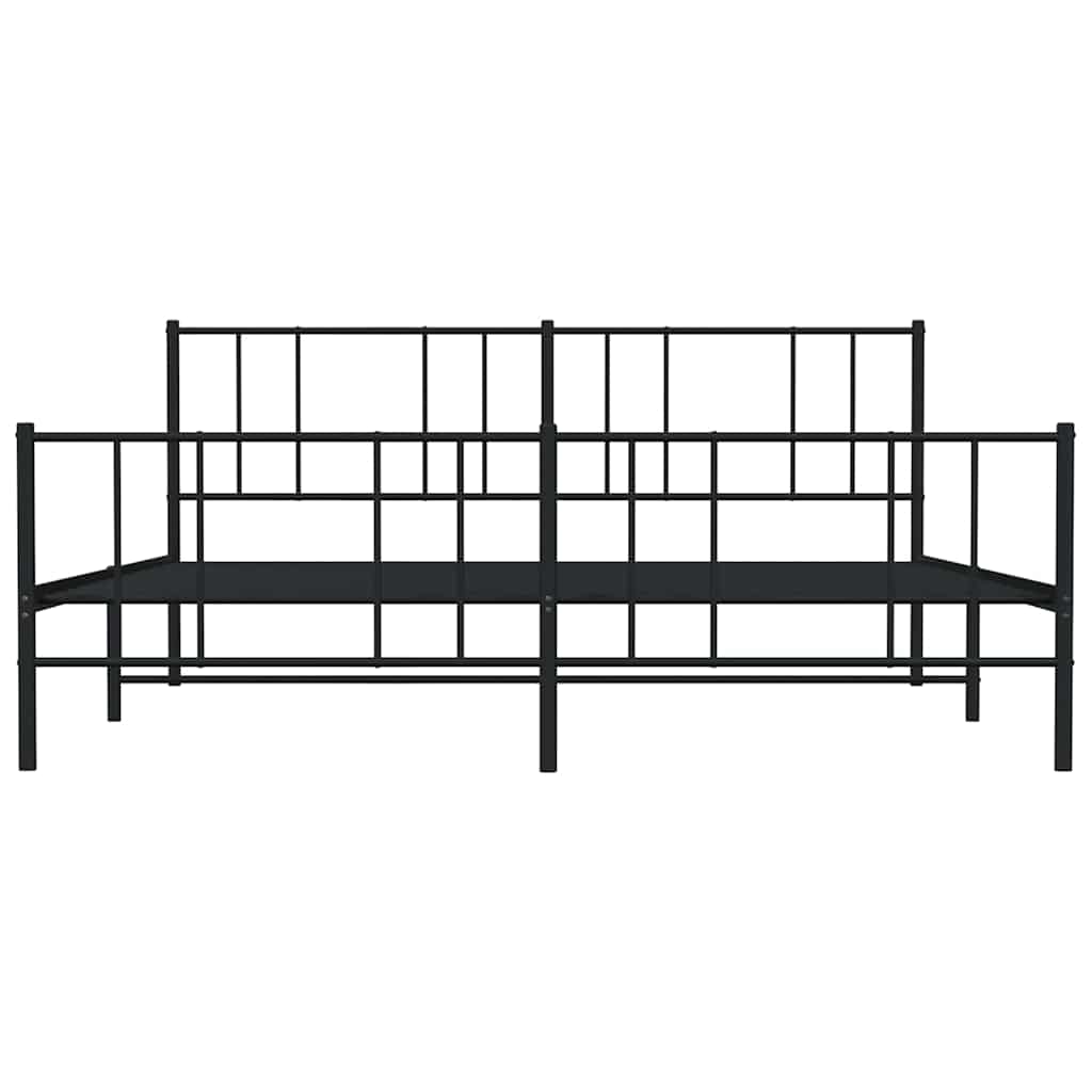 Metal Bed Frame without Mattress with Footboard Black 193x203cm