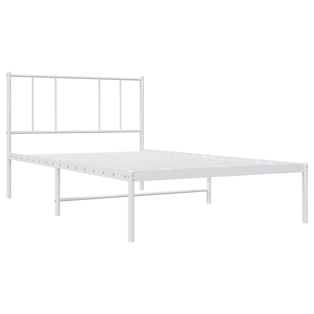 Metal Bed Frame without Mattress with Headboard White 100x200cm