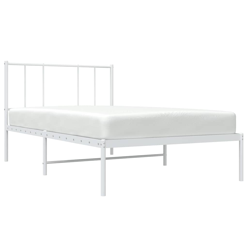 Metal Bed Frame without Mattress with Headboard White 100x200cm