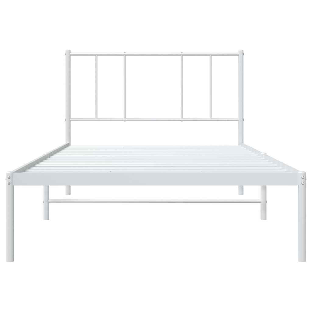 Metal Bed Frame without Mattress with Headboard White 100x200cm
