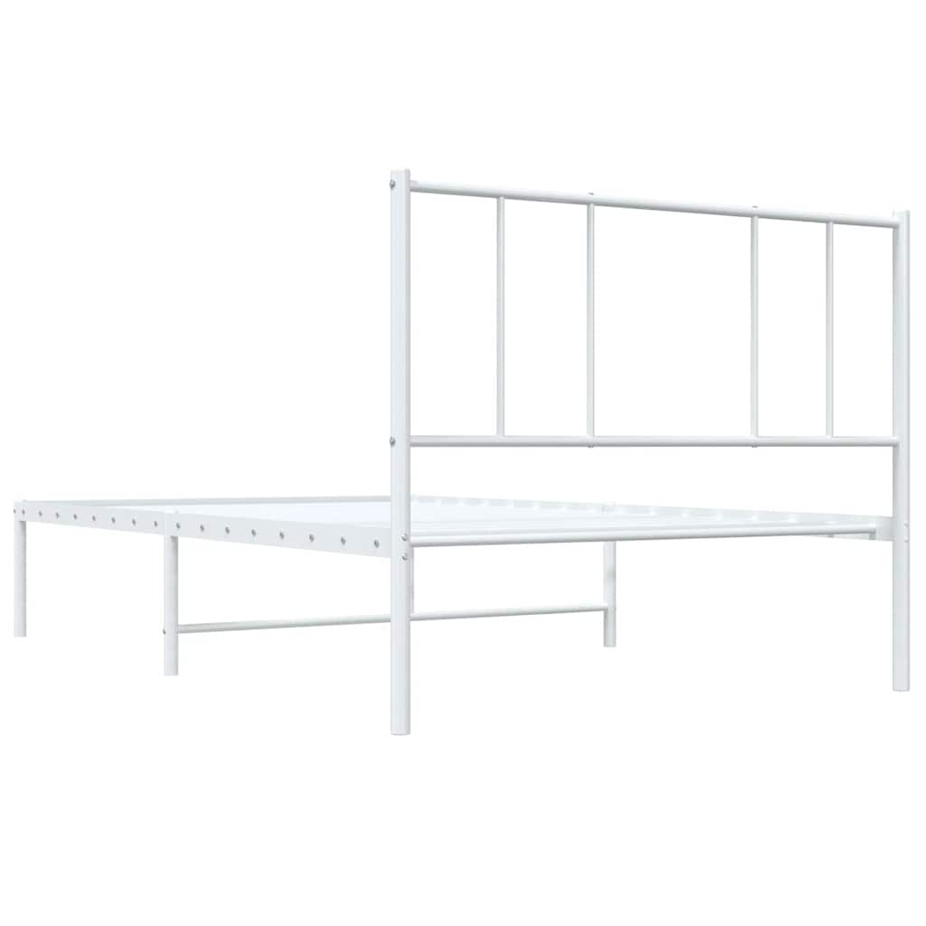 Metal Bed Frame without Mattress with Headboard White 100x200cm