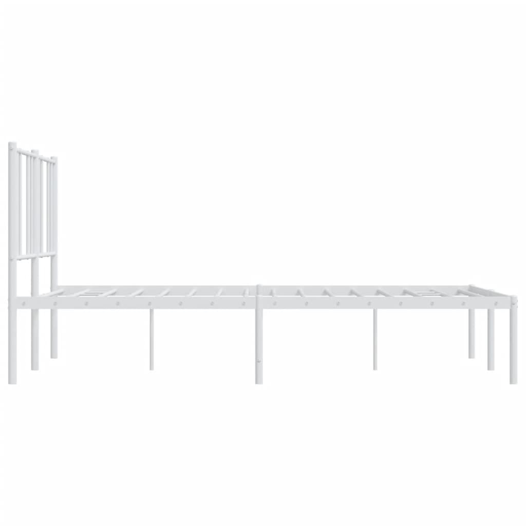 Metal Bed Frame without Mattress with Headboard White 120x200cm