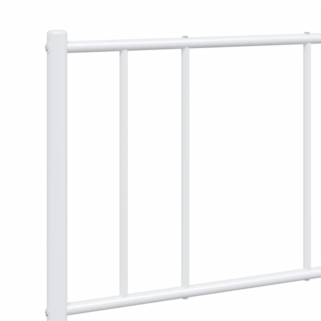 Metal Bed Frame without Mattress with Headboard White 140x200cm